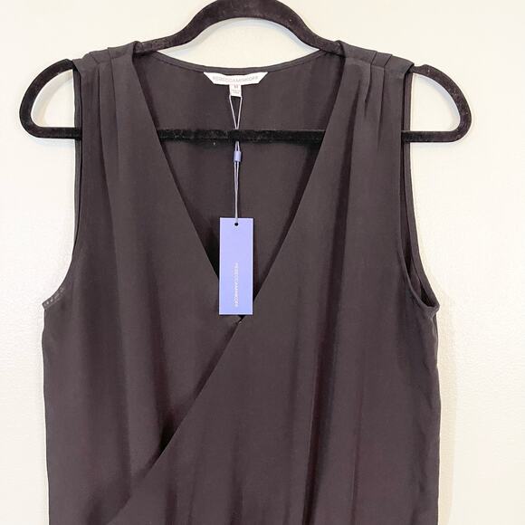 Rebecca Minkoff Romper 10 Black Mara Jumpsuit Short Silk Sleeveless V-Neck NWT - Picture 3 of 11